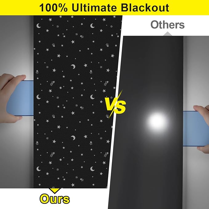 FADOTY 100% Blackout Curtains, 57"x 157" Portable Black Out Window Cover | Blackout Window Film Shades Blinds, Cuttable, No Drill, Sun Heat Light Blocker for Bedroom, Nursery, Media Room, RV, White