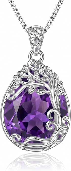 Teardrop Moonstone Necklace for Women Tree of Life/Filigree Birthstone Pendant Necklace Jewelry