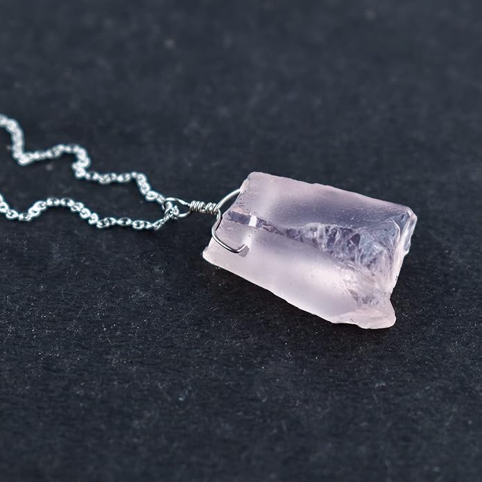 Raw Gemstone Dainty Pendant Necklace for Women, Trendy Healing Chakra Crystal, Birthstone Handmade 925 Sterling Silver Adjustable 18 inch Chain Jewelry, Birthday Gifts
