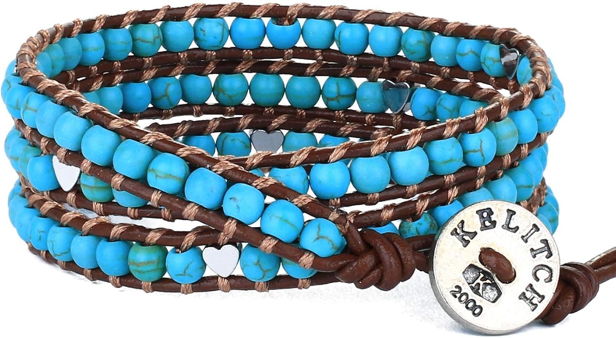 KELITCH New Star Turquoise Bracelets Love Silver Beads 3 Wrap Bracelet Women Shell Pearl Bracelets