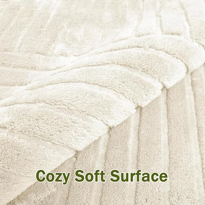5x7 Beige Solid Geometric Area Rugs for Living Room Bedroom, Washable | High-Low Pile Textured Carpet, Ultra Soft, Durable, Non-Slip, Fluffy Floor Rugs for Bedroom, Kids Room, Nursery, Home Décor