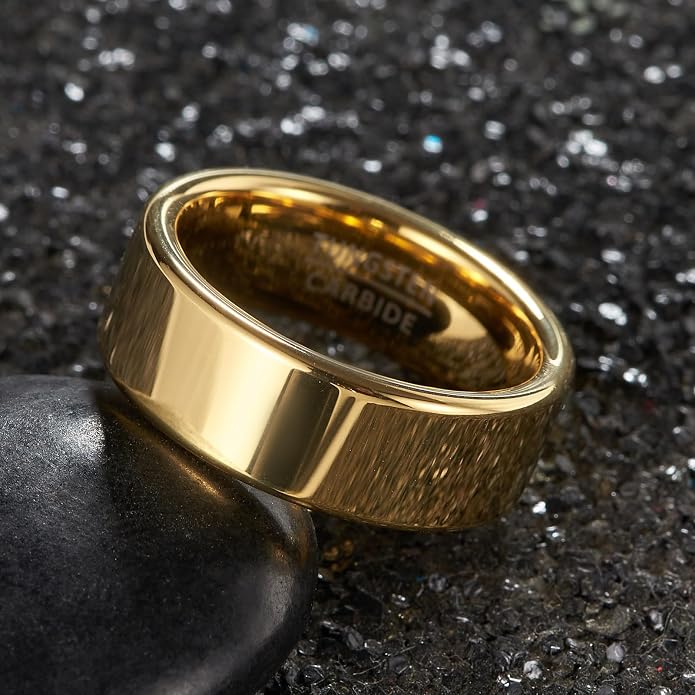 Classic Flat Band - 8mm Wide High-Polish Tungsten Wedding Ring for Men & Women