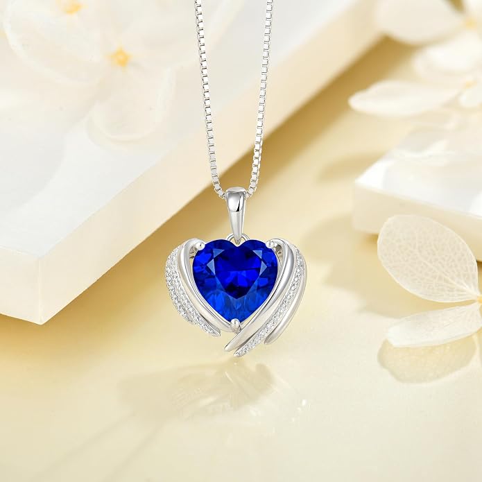 Birthstone Heart Necklace for Women, Infinity Love Heart Birthstone Crystal Charm, 925 Sterling Silver Zirconia Necklace for Mother's Day for your mother and jewelry for your beloved ones on anniversaries