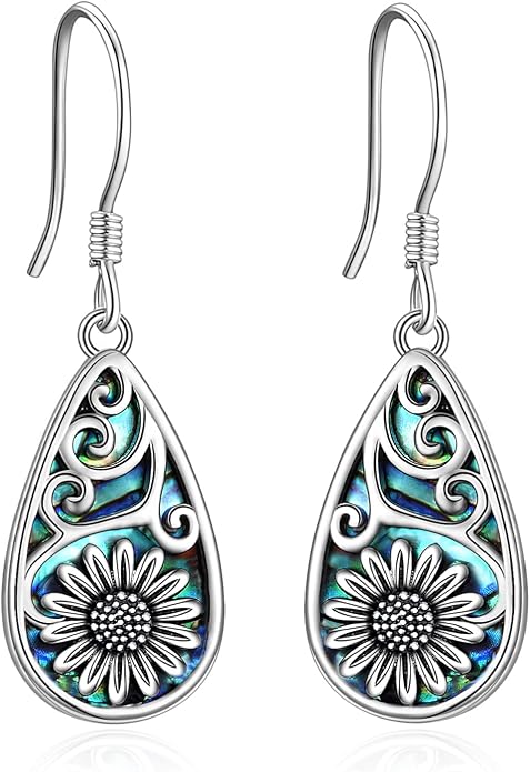 POPLYKE 925 Sterling Silver Tree of Life Dangle Earrings for Women Fashion Abalone Shell Jewelry Gifts for Mom Sister Friend Birthday