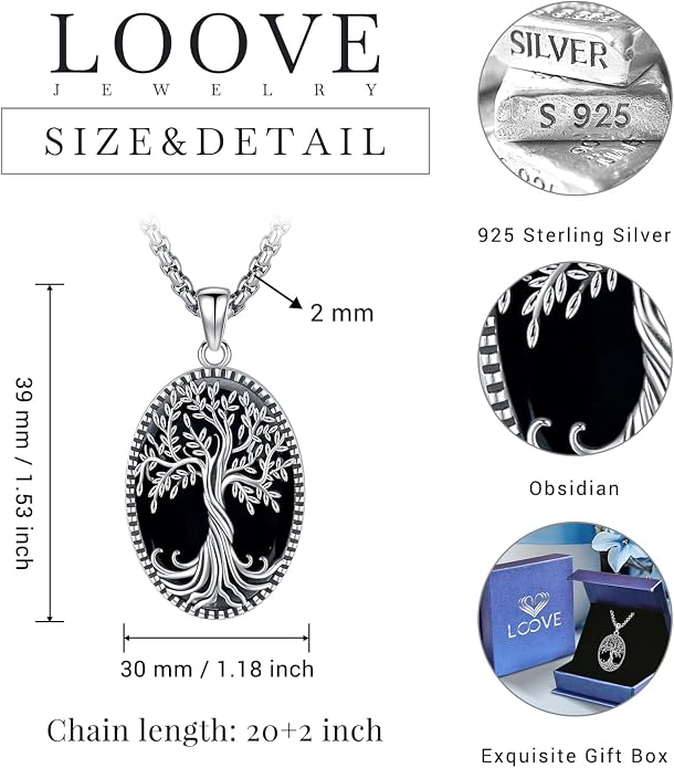Sterling Silver Tree of Life Necklace for Women Oval Family Tree Necklace Abalone Shell Moonstone Pendant Mother Day Necklace for Mom Tree of Life Jewelry