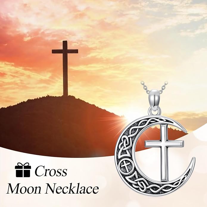 Cross/Pentagram/Tree of Life/Celtic Trinity/Anchor/Thor's Hammer/Sun/Eye of Horus Necklace Moon Pendant Mothers Day Gifts for Women