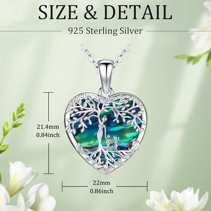 Odinstone Tree of Life Necklace, Sterling Silver Pendant for Women Family Tree Necklaces Jewelry for Mom/Wife/Grandma(With Fine Gift Box)