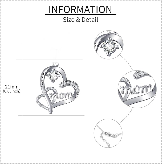 Mother Necklaces Sterling Silver Mom/Mommy of an Angel/Mom Thor Hammer/Heart Footprint Pendant Birthday Mothers Day Jewelry for Women