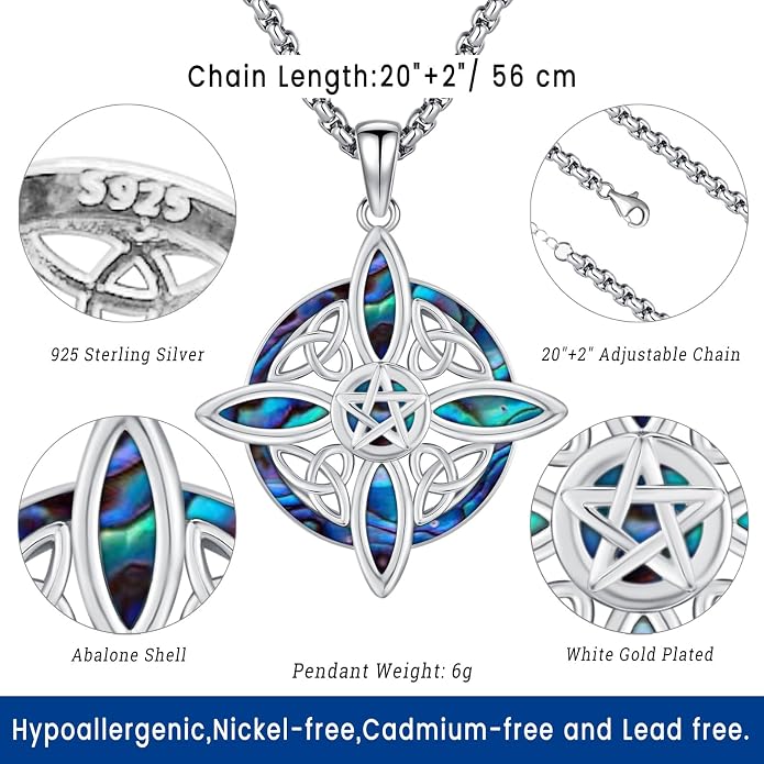 Witchy Jewelry for Women Men Nudo De Bruja Plata 925 Original Witches Knot Necklace Tetragrammaton Hecate Necklace Lilith Necklace Pentagram Necklace Cat Necklace Triple Moon Goddess Pendant Necklace