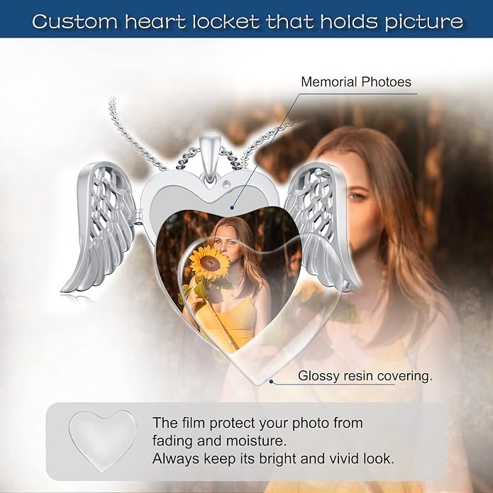 SOULMEET Personalized Silver Locket Necklace That Holds Pictures Photo Keep Someone Near to You, Memorial Custom Lockets Necklaces Letters Engraving for His Her