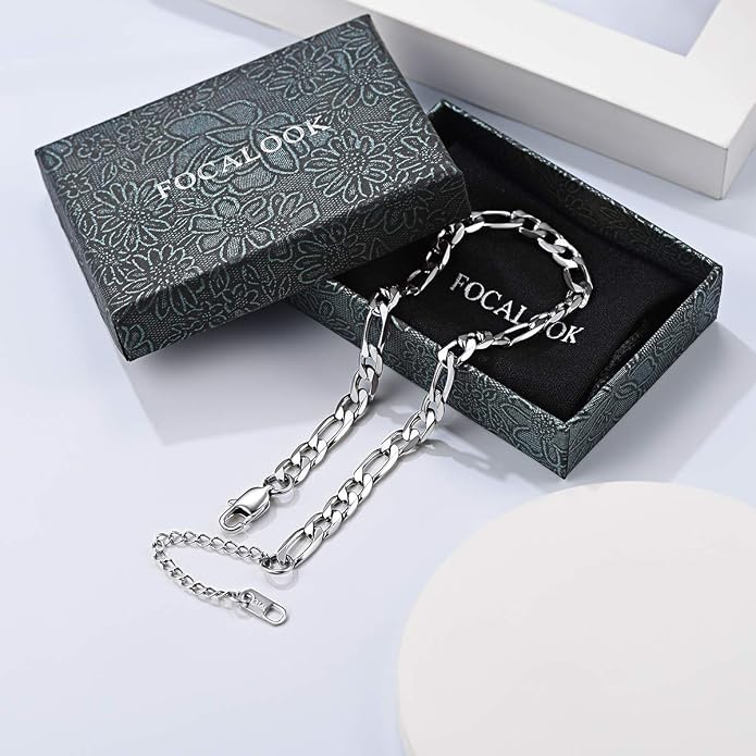 FOCALOOK 14K Gold Plated Anklets for Women Waterproof Plus Size Ankle Bracelet 8.5-10.5 Inch Adjustable Mariner/Figaro/Flat Snake/Cuban Link Chain Anklet Jewelry for Summer Beach Holiday