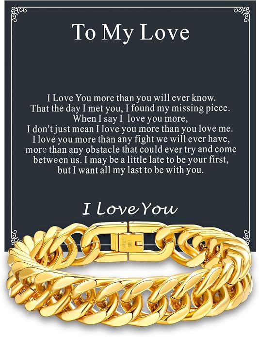 Supcare Unique Anniversary Birthday Valentines Fathers Day Stainless Steel Cuban Link Bracelets for Men Him, To My Man Dad Husband Love Always Remember Wrist Chain Bracelet Jewelry Gifts