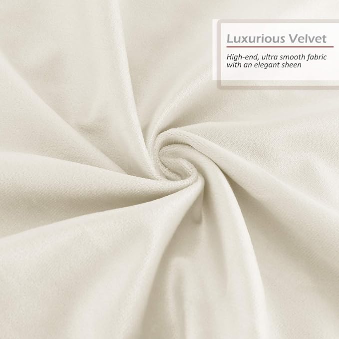 Nestl Throw Pillow Covers, Cozy Velvet Decorative Pillow Cases 24 x 24 Inches, Soft Solid Couch Pillow Covers for Sofa, Bed and Car, Set of 2 - Off White