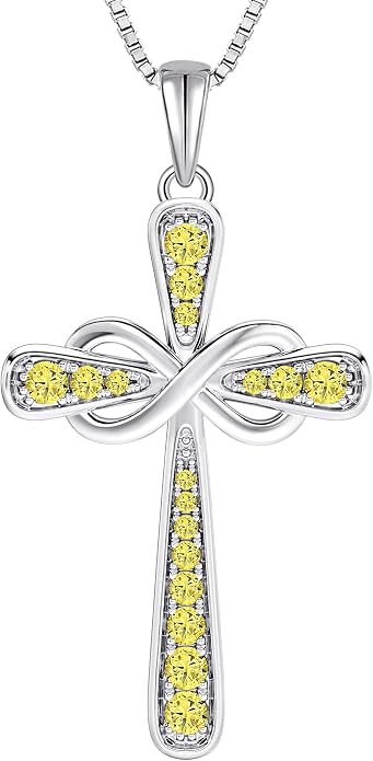 YL 925 Sterling Silver Cross Necklace for Women Halo Infinity Pendant Cubic Zirconia Jewelry for Mom