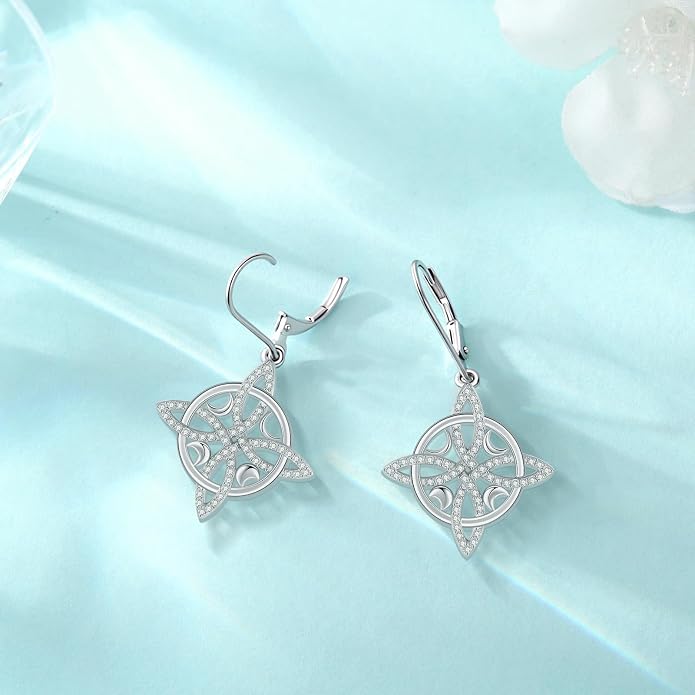 Eusense Sterling Silver Dangle Earrings for Women Tree of Life Animals Moonstone Turquoise Leverback Earrings Jewelry Gifts