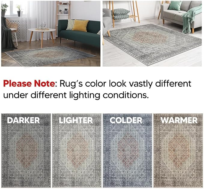 Keen Home Design 30"x120" Rug - Machine Washable Runner Rug with Non-Slip Backing, Ideal for Hallway, Entryway, Kitchen, Laundry Room - Vintage, Easy Clean, Durable, Low Pile - (2'6" x 10')