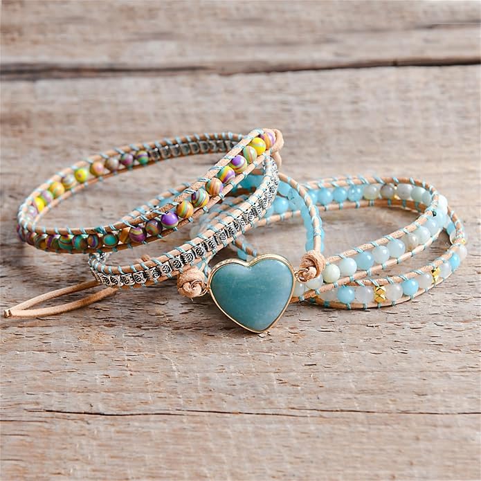 YGLINE Natural Stone Bracelet 3 Wraps Bracelet Handmade Boho Bracelet for Women Bracelet