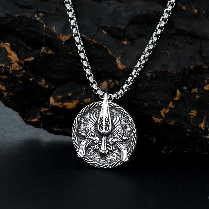 PELOVNY Odin Necklace 925 Sterling Silver Viking Pendant Norse God Jewelry for Anniversary Birthday Christmas Gifts Men Women