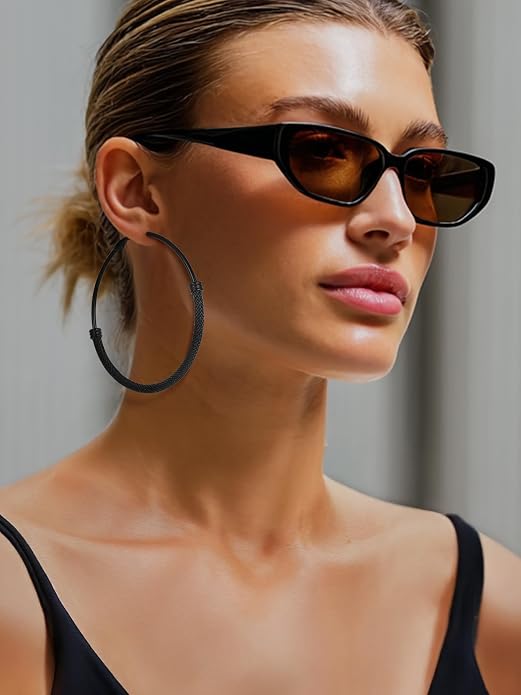 PROSTEEL 30/40/60/80/100mm Chunky Hoop Earrings For Women Gold Plated/Black Stainless Steel Hoops Earrings Statement Jewelry