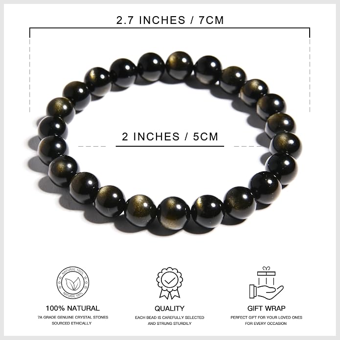 ILLUMINIA 5A Grade Natural Crystal Gemstone Bracelet | Healing Energy Charged Quartz Stone Bead | Handcrafted Stretch Bracelet for Women Men Teens