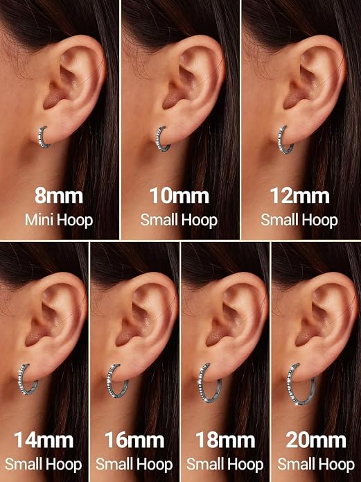 PROSTEEL Hoop Earrings for Women, Huggie Hoop with 925 Sterling Silver Post, 8/10/12/14/16/18/20mm Small Huggie Hoops, 14K Gold Plated/Silver/Black/Rose Gold Hypoallergenic Earrings Jewelry