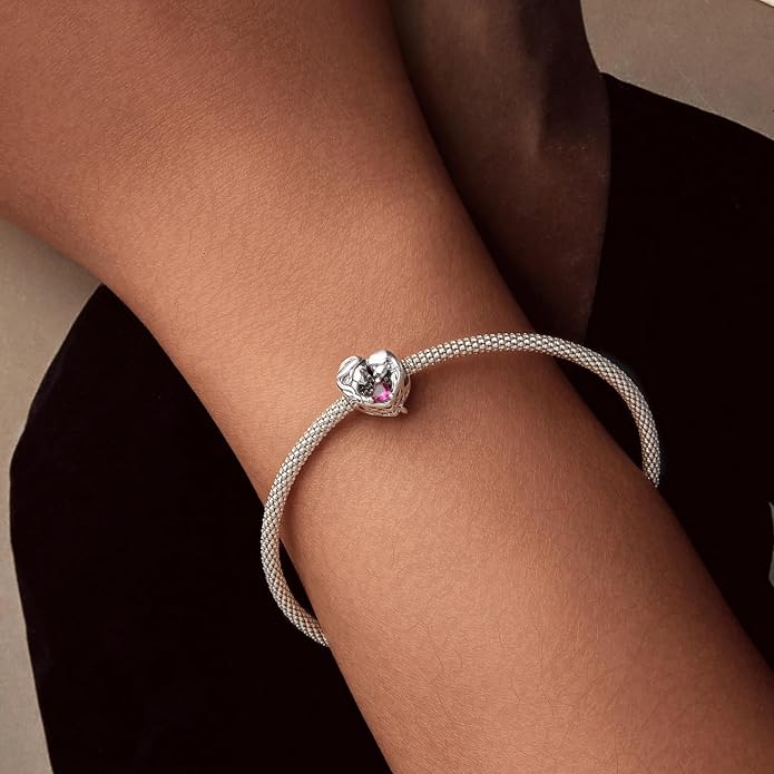NINGAN 925 Sterling Silver Charm Golden Love Charm Buckle Safety Chain Travel Bead Firefly Dragonfly Pendant, Suitable for Women Bracelet and Necklace as Gift from Mom and Friends
