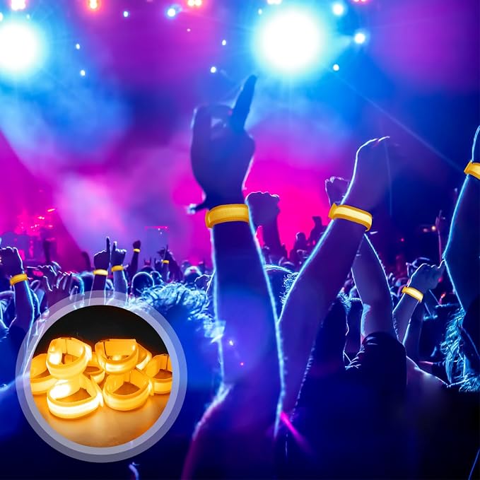 M.best 8pcs LED Light Up Bracelets Glow Flashing Wristbands Glow in The Dark Party Supplies for Wedding, Raves, Concert, Camping,Sporting Events, Party Yellow