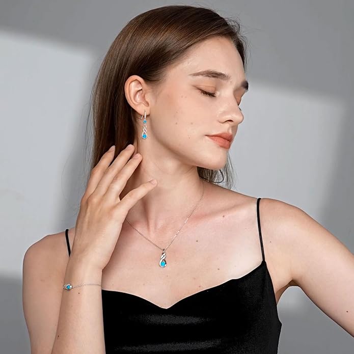 Birthstone Necklaces for Women 925 Sterling Silver Infinity Pendant Created Gemstone Jewelry for Her, 16"+2"