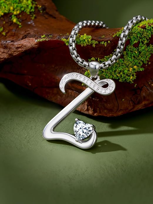 Birthday Gifts for Women Alphabet A to Z Initial Birthstone Pendant Necklaces for Women - 18k White Gold Plated Personalized Name Jewelry Anniversary Graduation Gifts for Wife Her Daughter Girlfriend(with Gift Box)