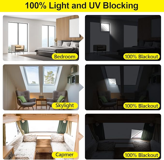 FADOTY 100% Blackout Curtains 2 Pack, 57"x 118" Black Out Window Cover | Blackout Window Film Shades Blinds, Cuttable, No Drill, Sun Heat Light Blocker for Bedroom, Nursery, Media Room, RV, White