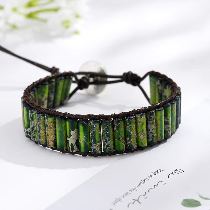 Plumiss Women Boho Handmade Natural Stone Crystal Leather Bead Wrap Bracelets Collection