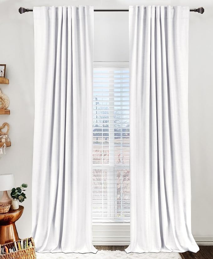 100% Blackout Shield 100% Polyester Blackout Curtains for Bedroom 63 Inches Long, Back Tab/Rod Pocket Living Room Drapes, Thermal Insulated Blackout Curtains 2 Panels Set, 50" W x 63" L, Bright White