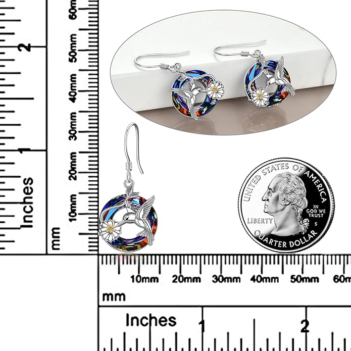 POPLYKE Dragonfly Butterfly Hummingbird Sunflower Earrings 925 Sterling Silver Abalone Shell Moonstone Leverback Earrings Jewelry