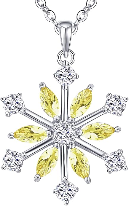 JO WISDOM 925 Sterling Silver White/Blue CZ Winter Frozen Large Snowflake Necklace Pendant