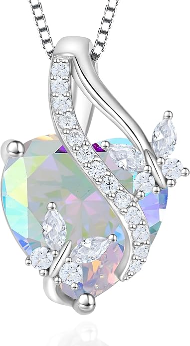 Butterfly Necklaces for Women Sterling Silver Infinity Heart Pendant Birthstone Jewelry Gift with 14k Yellow Gold/Rose Gold Plated
