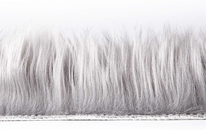 Ashler faux fur rug, Fluffy Shaggy Area Rug Ultra Soft 2 x 6 Feet Sheepskin Fur Rug, Grey Fuzzy Rug Machine Washable Shag Rug, Nursery Decor Throw Rugs for Bedroom, kids room, Living Room