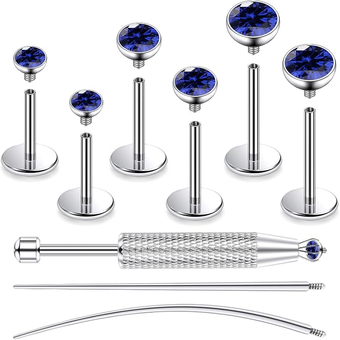 Jenxnjsjo F136 Titanium 20/18/16g Earrings Nose Lip Rings Studs Labret Medusa Tragus Helix Conch Cartilage Piercing Jewelry for Women