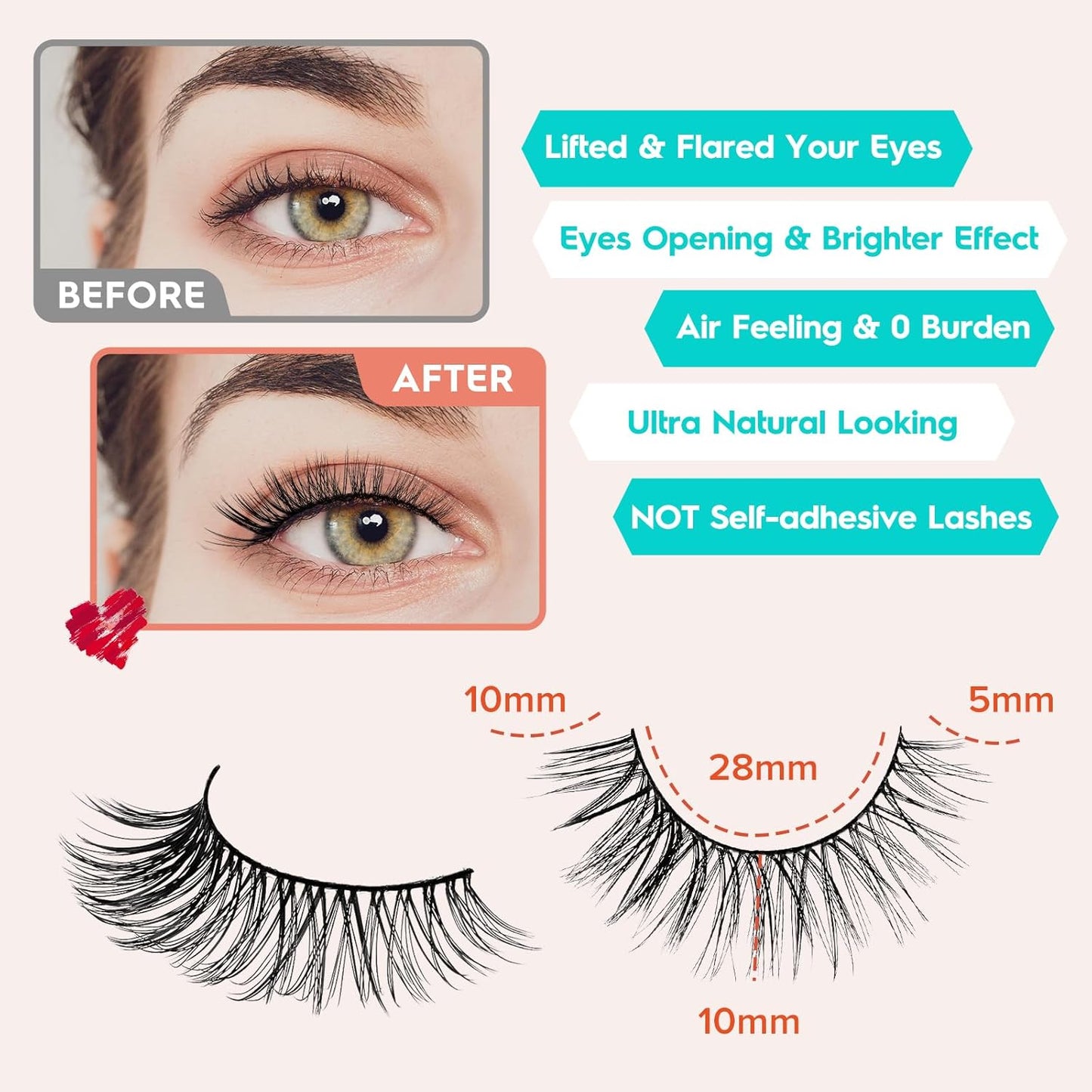 Wispy Cat Eye Lashes False Eyelashes Natural 10mm Short Lash Pack Soft Strip Eyelash 3D Volume C Curl Natural Eyelashes 7 Pair Siligli Lashes