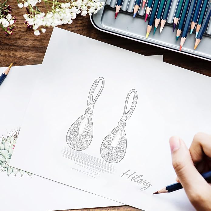 Vito 925 Sterling Silver Teardrop Earrings for Women, Moonstone Turquoise Drop Dangle Earrings Cat Snake Turtle Tree of Life Leverback Earrings Boho Jewelry Gift for Mom Wife