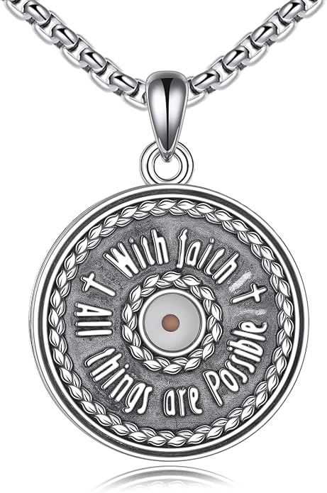 POPLYKE Faith/Sword/Mustard Seed/Horse/Wolf/Thor's Hammer/Viking/Devil Eyes Snake Sterling Silver Necklace for Men Jewelry Birthday Gifts