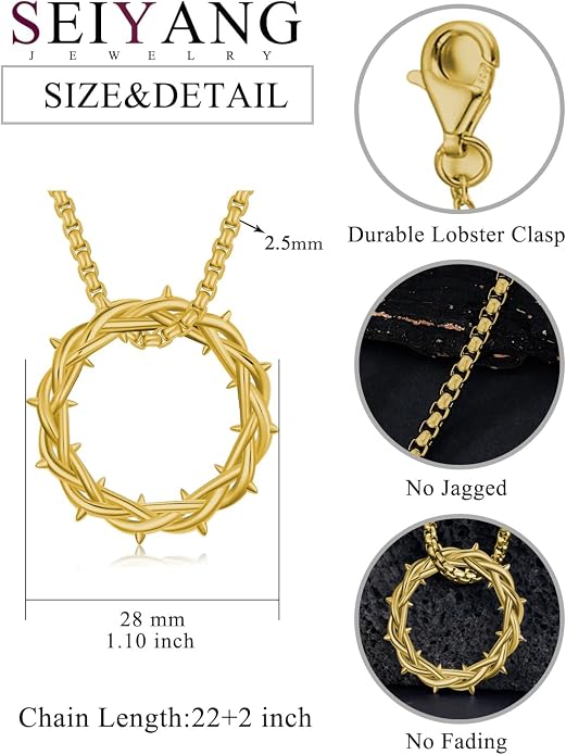 Seiyang Crown of Thorns Necklace 925 Sterling Silver Crown Pendant Amulet Jewelry Gifts (with Gift Box)