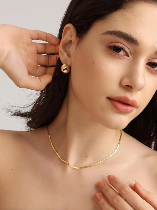 FRUMOS Gold Plated Necklace for Women, Dainty Layered Chain Necklace, Fashion Jewelry for Daily Wear