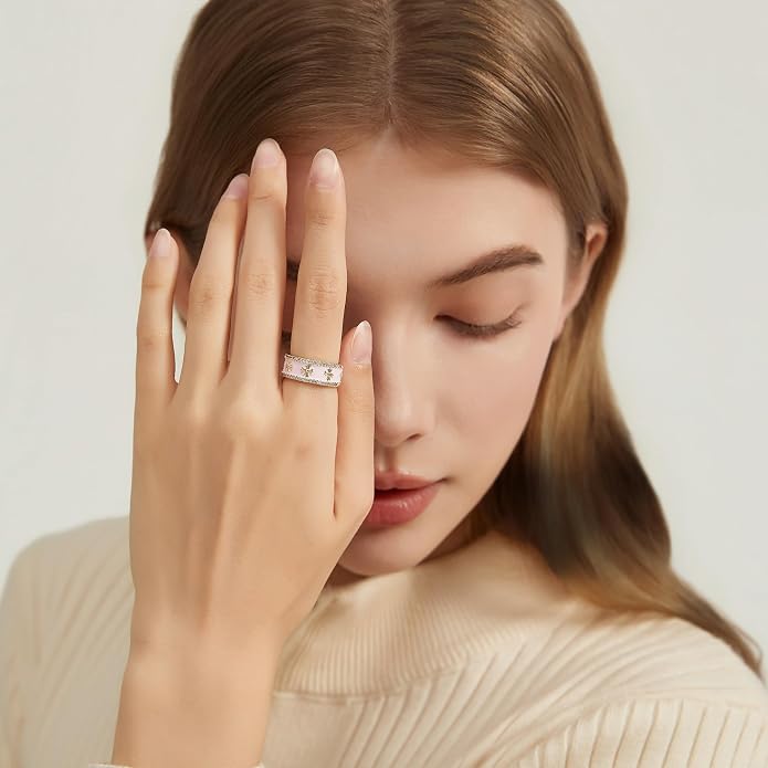 Vintage 14k Gold Ring for Women - Adjustable Carving Open Ring Unique Boho Jewelry Gift for Wedding Band & Daily Wear Ring