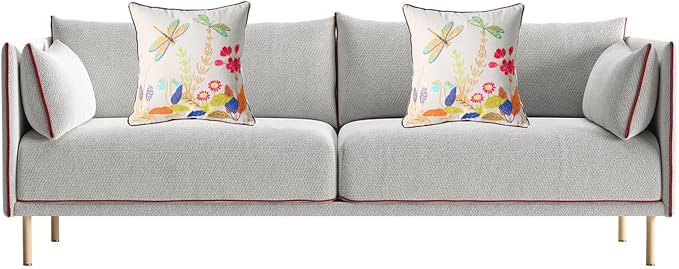 Set of 2 Embroidered Decorative Throw Pillow Covers Couch Square Pillowcases Cushion for Bedroom Sofa Farmhouse Decor 18x18 Inch (Dragonfly)