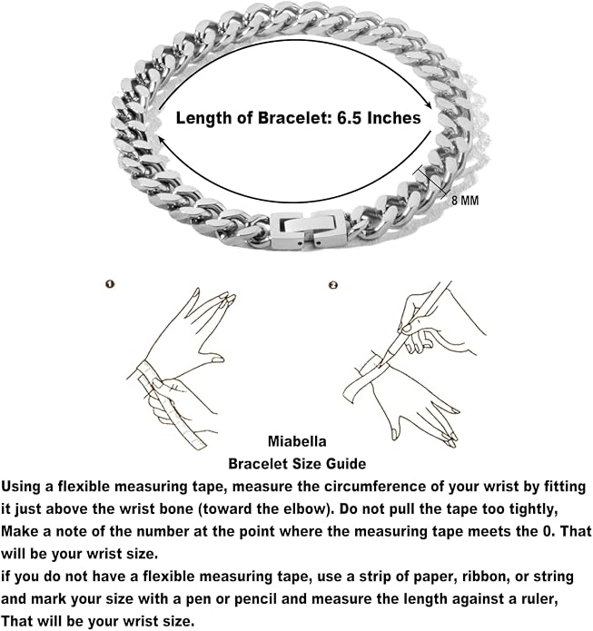 Stainless Steel 8mm Cuban Link Bracelet for Men/Women/Boy,Silver/18K Gold Plated 7/8/9 inch Fashion HIP HOP Jewelry Bracelet for Gifts