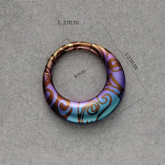 PUNKYOUTH 16G Titanium Septum Clicker Iridescent Hoop Piercing Jewelry for Women Men Minimalist Futurism Cyber Gothic Style for Alternative and Everyday Wear