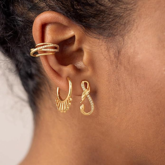 MYEARS Women Ear Cuff Earring Gold Non Pierced Ear Cartilage Clip on Wrap Hoop 14K Gold Filled Tiny Boho Beach Simple Minimalist Delicate Handmade Hypoallergenic Jewelry Gift-Sold as Single/Pair