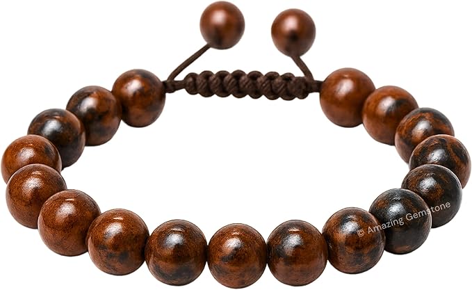 Amazing Gemstone Mahogany Obsidian Bracelet for Women Men's Gifts - Protection Healing Crystal Bracelet - 8mm Gemstones Beaded Adjustable Bracelet Pulseras para Hombres Mujer Stocking Stuffers