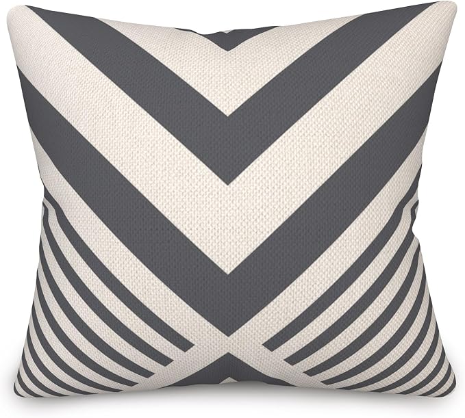 4 Pcs/Set Geometric Pillow Covers Boho Grey Winding Strips Circle Mid Century Geometry Stripes Minimalist Throw Pillow Covers for Home Sofa Couch Outdoor Decorative, 22"x22", Grey White
