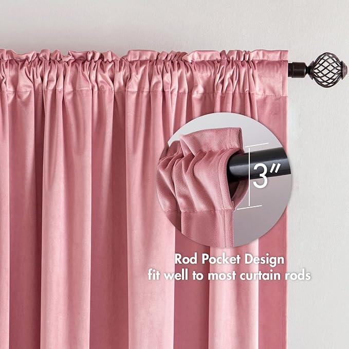 MIULEE Pink Blackout Velvet Curtains Drapes 84 Inch Long 52"x84" Bedroom | Luxurious Bedroom Living Room Decor, Room Darkening, Thermal Insulated, Rod Pocket Design, Super Soft Fabric